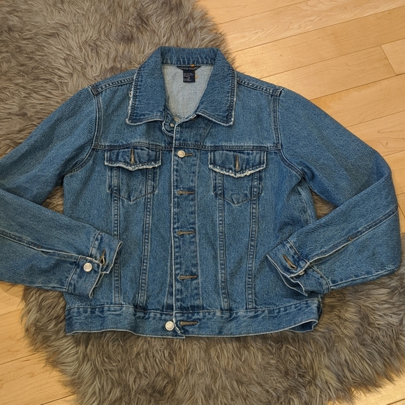 Boston Proper - Distressed Jean Jacket - Picture 1 of 8